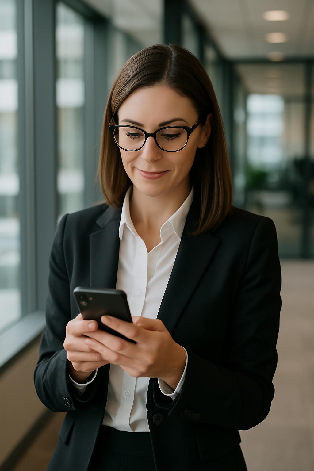 Business professional with mobile device